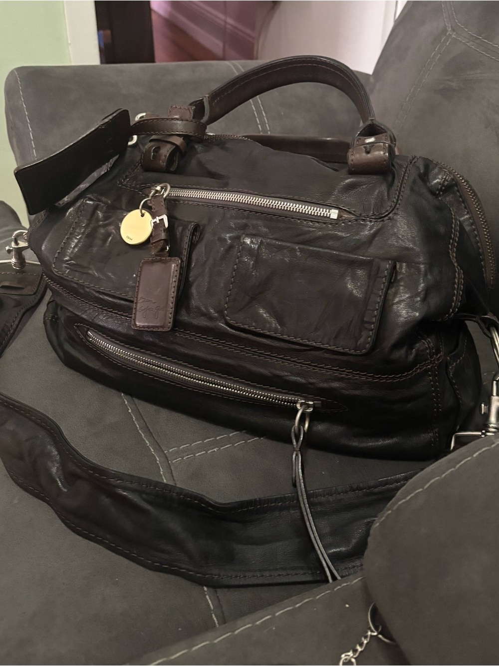 Vintage Chloe Black and Brown Leather  Bag - Picture 3 of 6